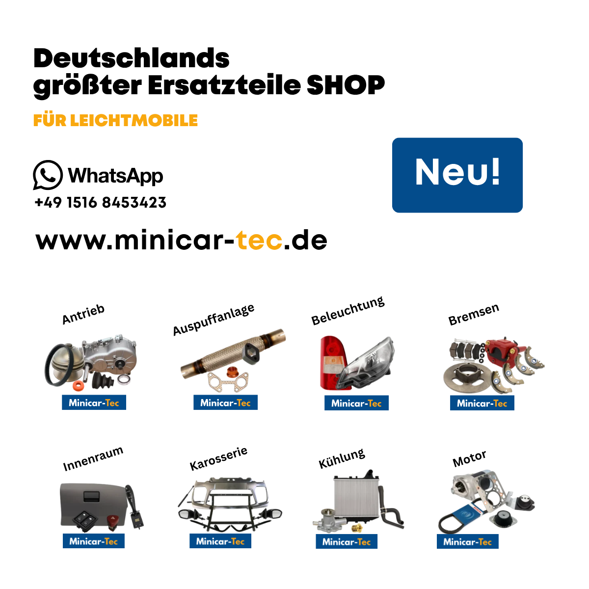 Kampagnenanzeige von Minicar-Tec mit Handlungsaufruf „Jetzt bestellen“, entwickelt von responsev.de für Google Ads.