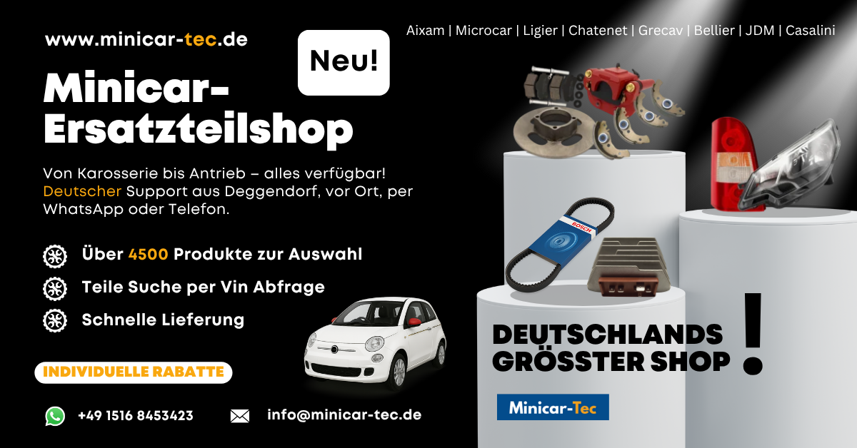 Anzeige von Minicar-Tec für den größten Ersatzteile-Shop Deutschlands, entwickelt von responsev.de für digitale Kampagnen.