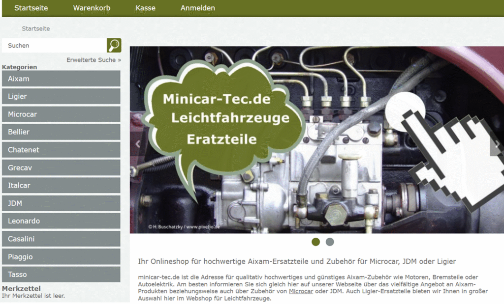 Alte Minicar-Tec Desktop Ansicht für PC & Laptop - responsev