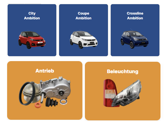 Die neue und Moderne Minicar-Tec Übersichtsseite für Marken und Modelle