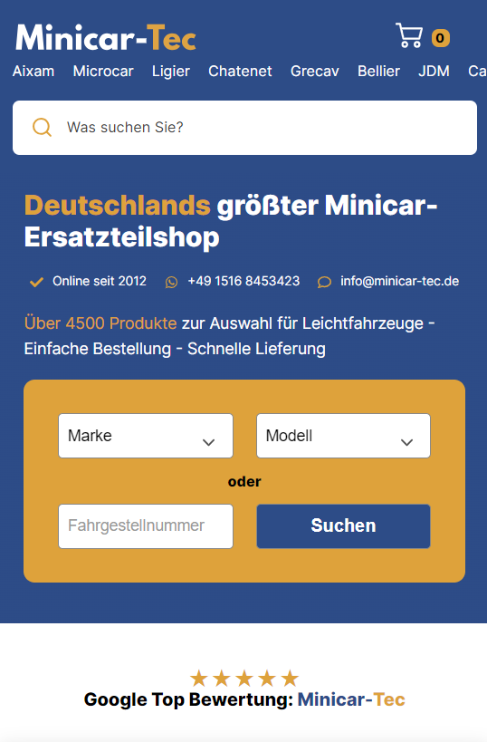 Minicar-Tec Mobil & Tablet Ansicht optimiert von responsev